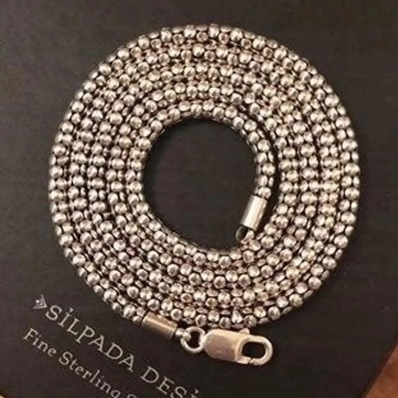 Silpada 30” Oxidized Sterling Silver Popcorn Necklace N1486 - Picture 2 of 10